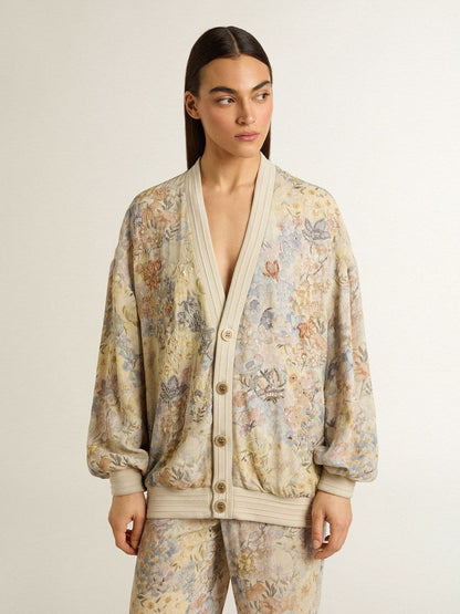 Women’s cardigan with floral print and embroidery - Golden Goose Women