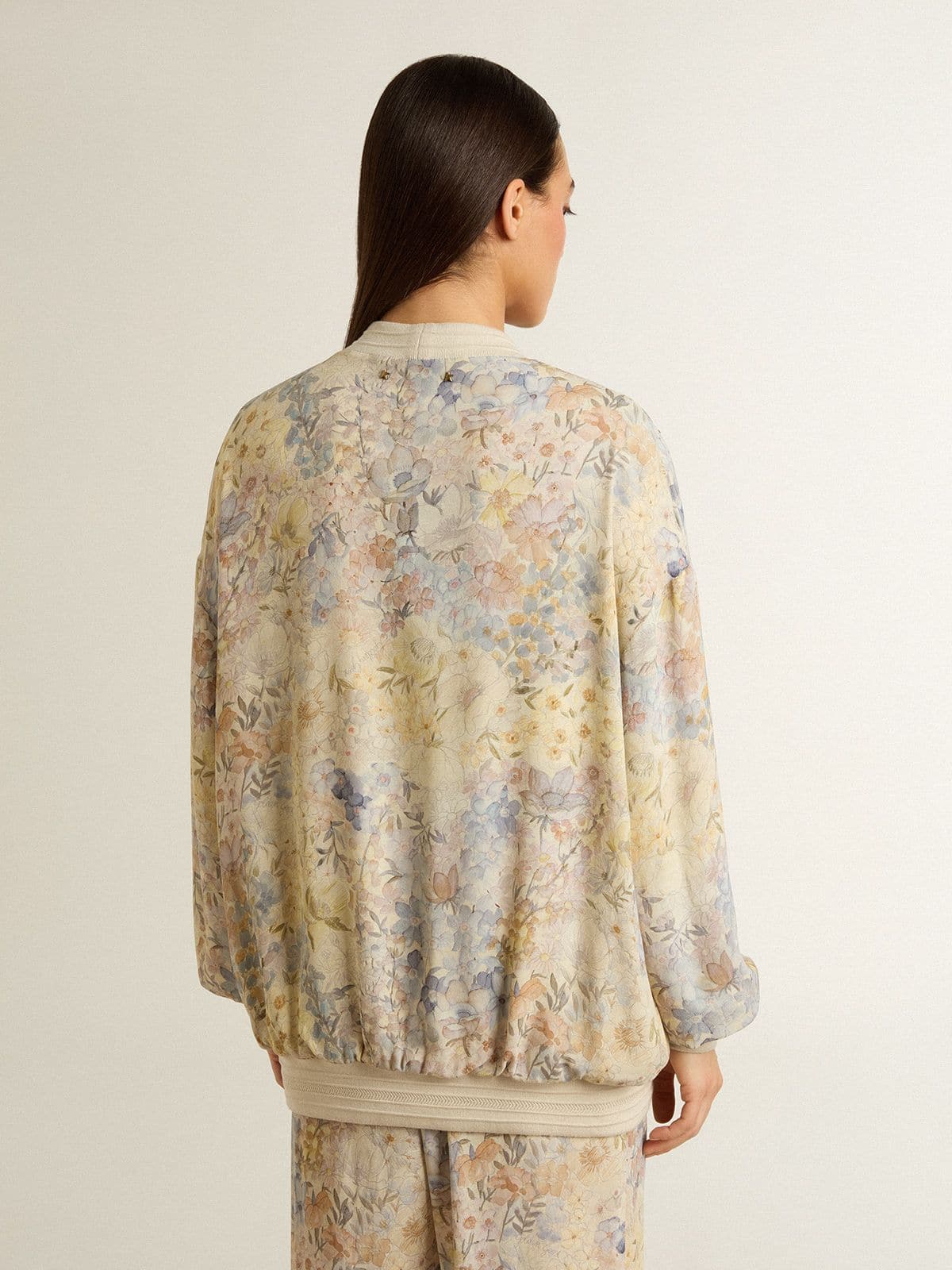 Women’s cardigan with floral print and embroidery - Golden Goose Women