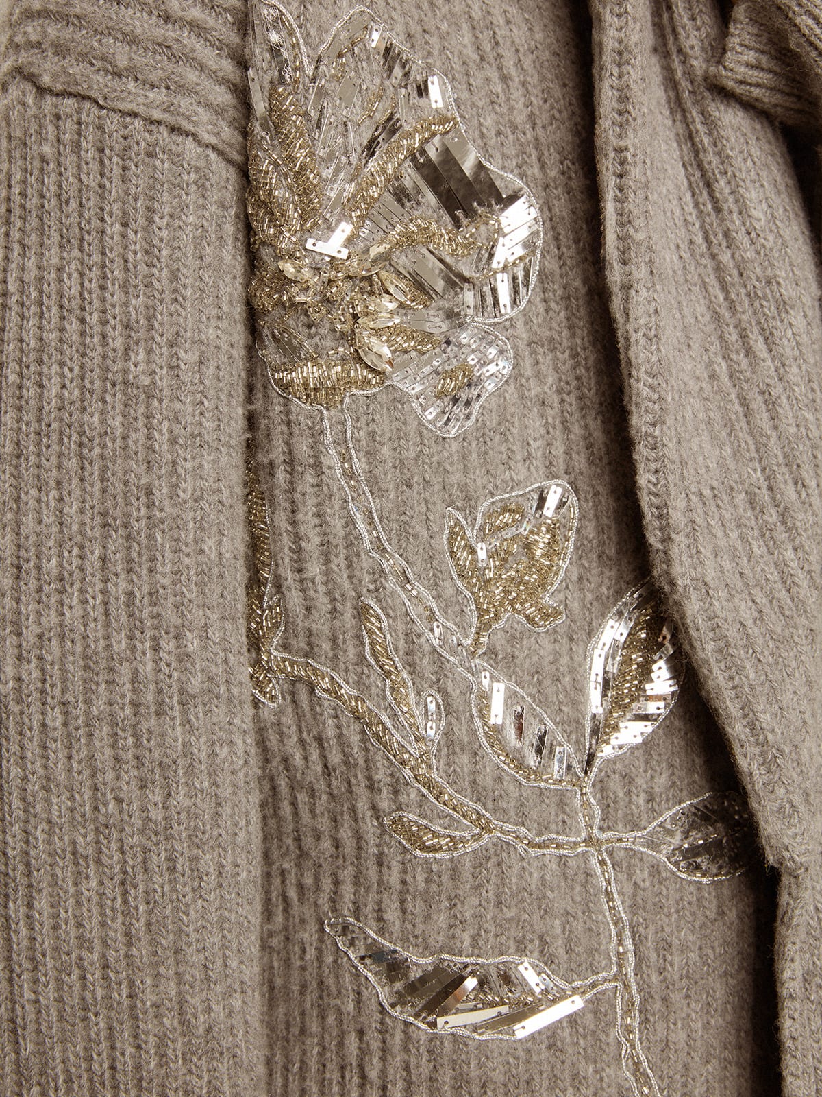 Women's cardigan in gray melange wool with embroidery on the front - Golden Goose Women