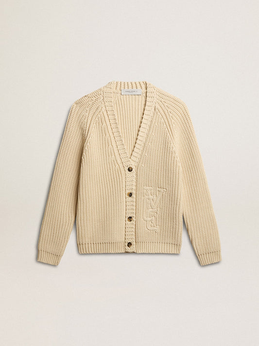 Women's cotton cardigan with embroidery on the front - Golden Goose Women