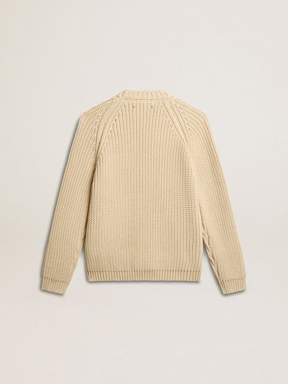Women's cotton cardigan with embroidery on the front - Golden Goose Women