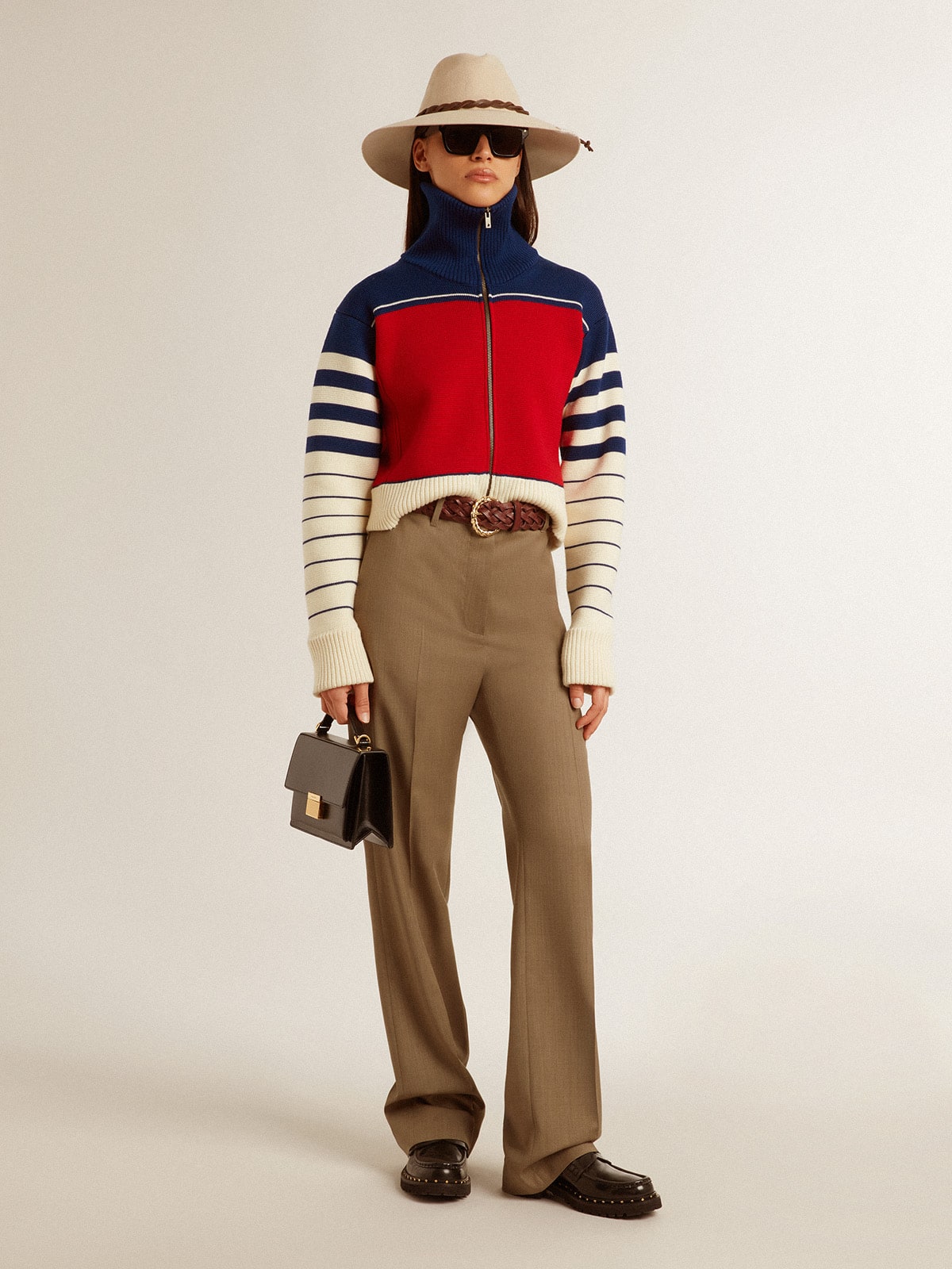Women’s multicolor striped wool cropped sweatshirt - Golden Goose Women