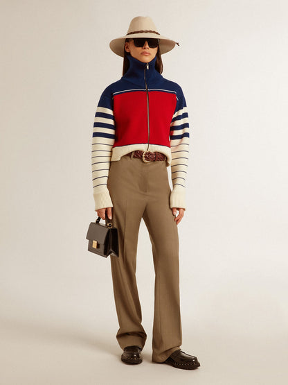 Women’s multicolor striped wool cropped sweatshirt - Golden Goose Women