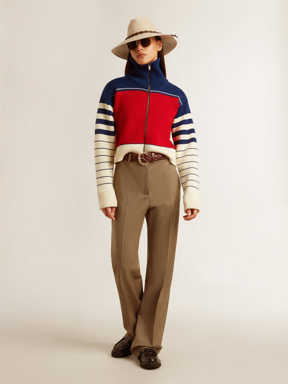 Women’s multicolor striped wool cropped sweatshirt - Golden Goose Women