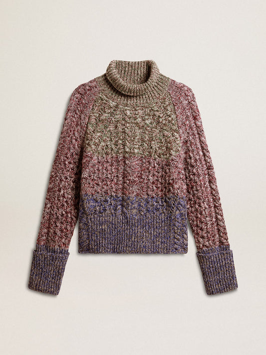 Women's multicolored high neck sweater with mouliné yarn - Golden Goose Women