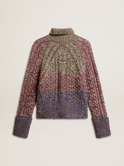 Women's multicolored high neck sweater with mouliné yarn - Golden Goose Women
