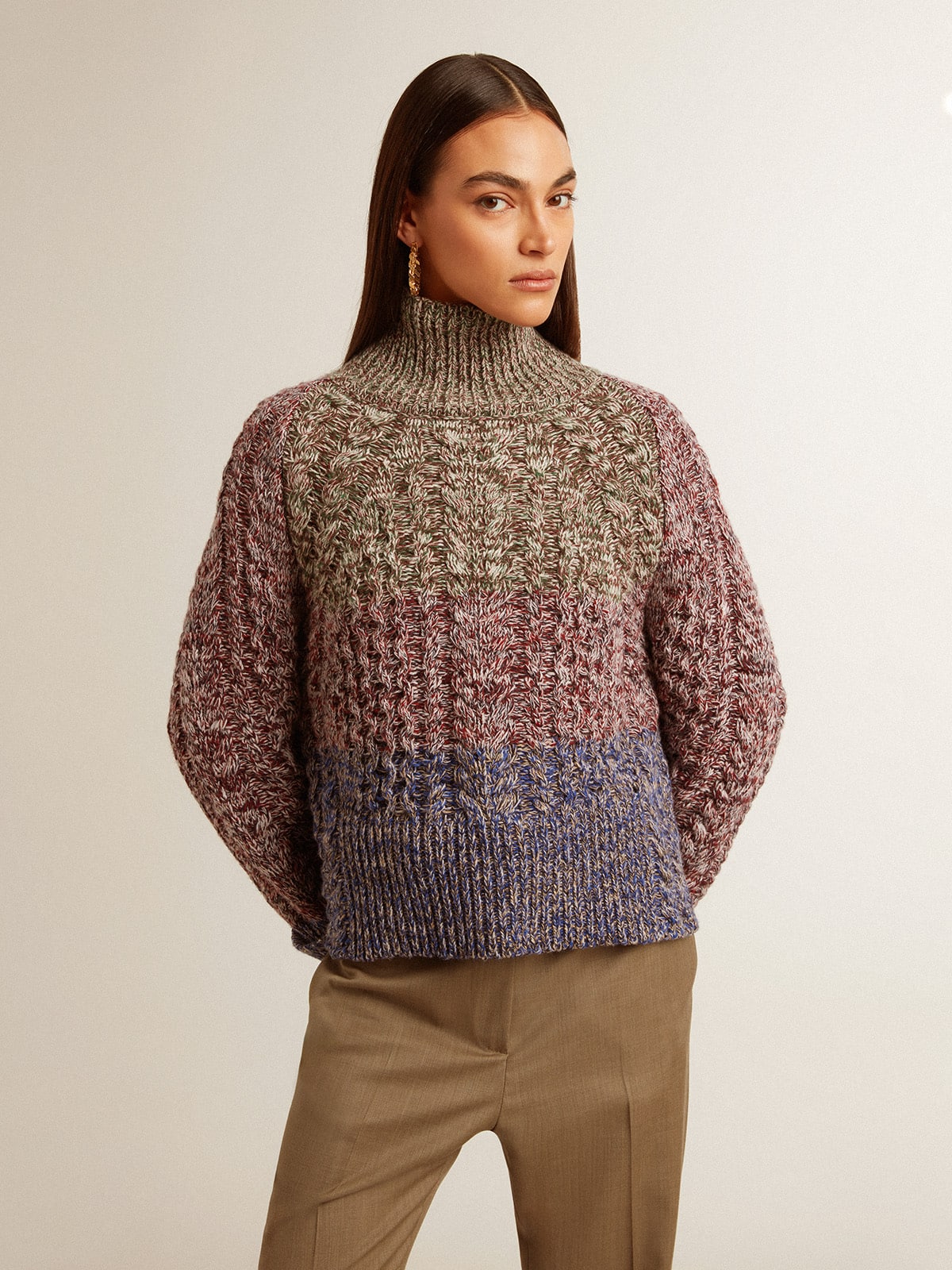 Women's multicolored high neck sweater with mouliné yarn - Golden Goose Women