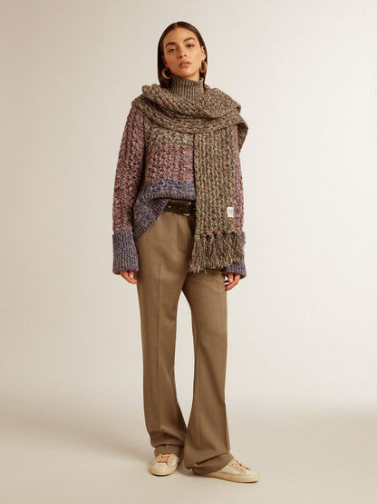 Women's multicolored high neck sweater with mouliné yarn - Golden Goose Women