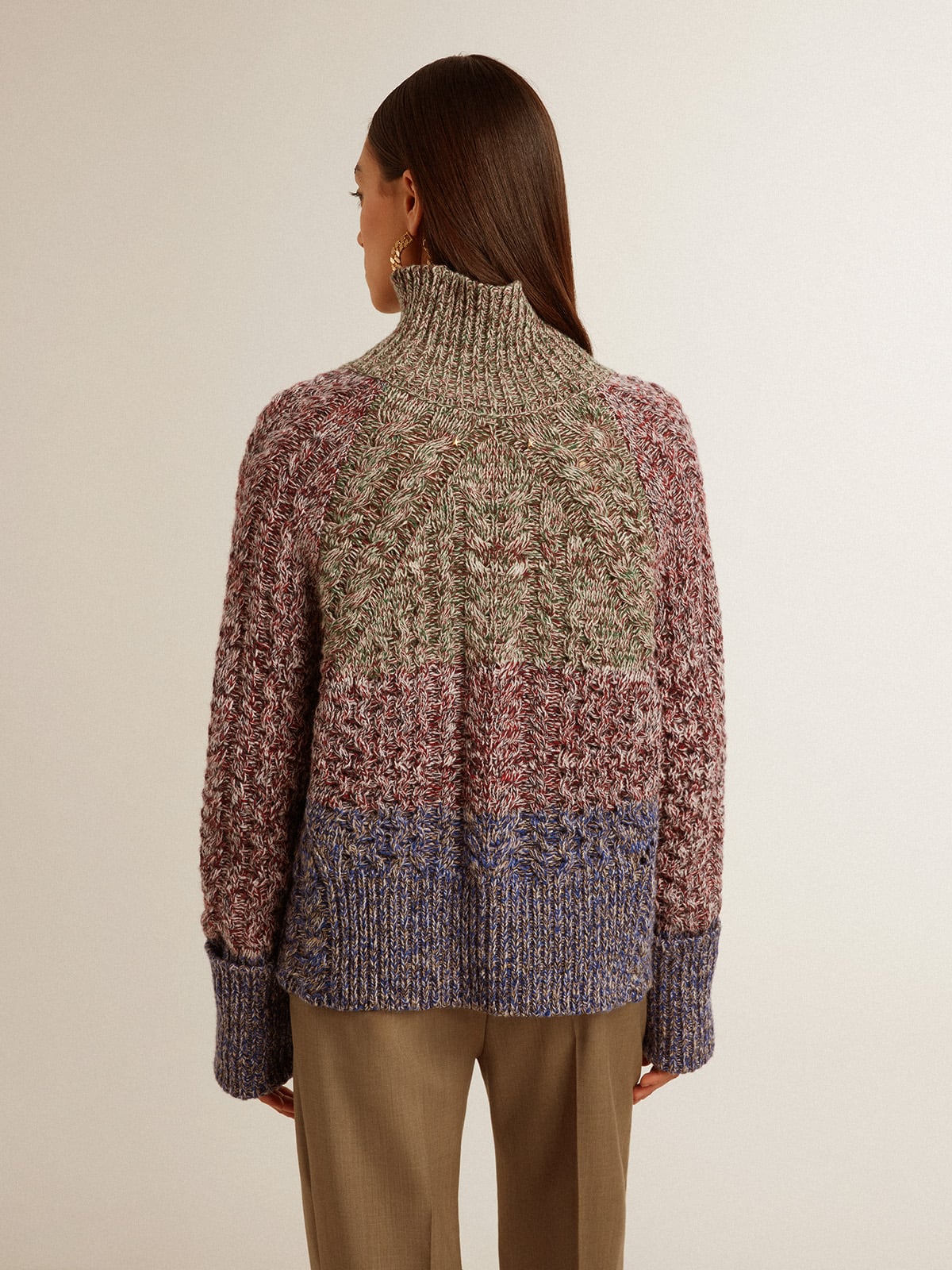 Women's multicolored high neck sweater with mouliné yarn - Golden Goose Women