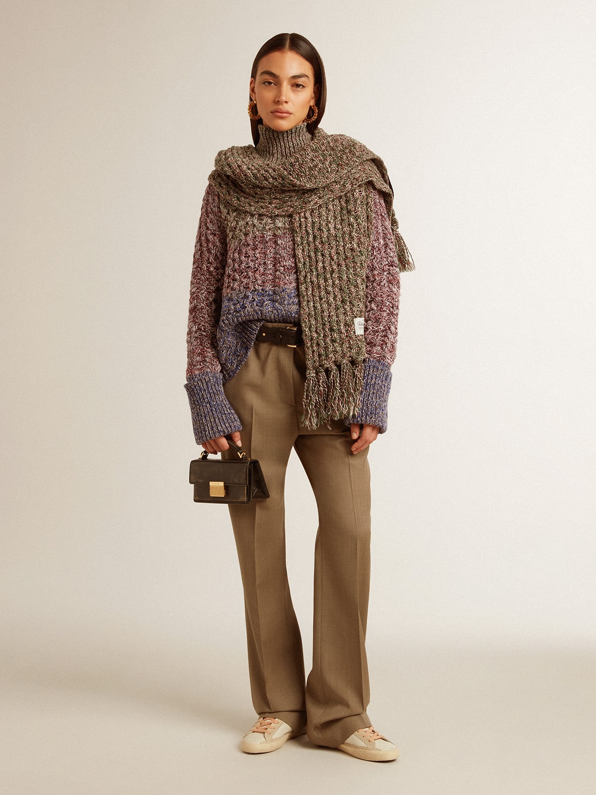 Women's multicolored high neck sweater with mouliné yarn - Golden Goose Women