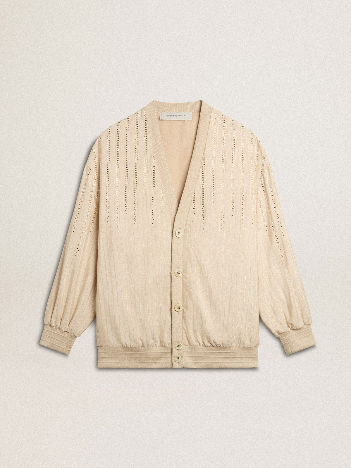 Women's silk and viscose cardigan with pinstripe motif - Golden Goose Women