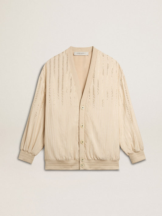 Women's silk and viscose cardigan with pinstripe motif - Golden Goose Women