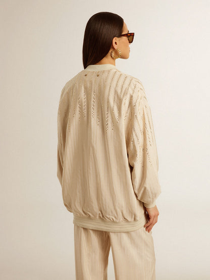Women's silk and viscose cardigan with pinstripe motif - Golden Goose Women