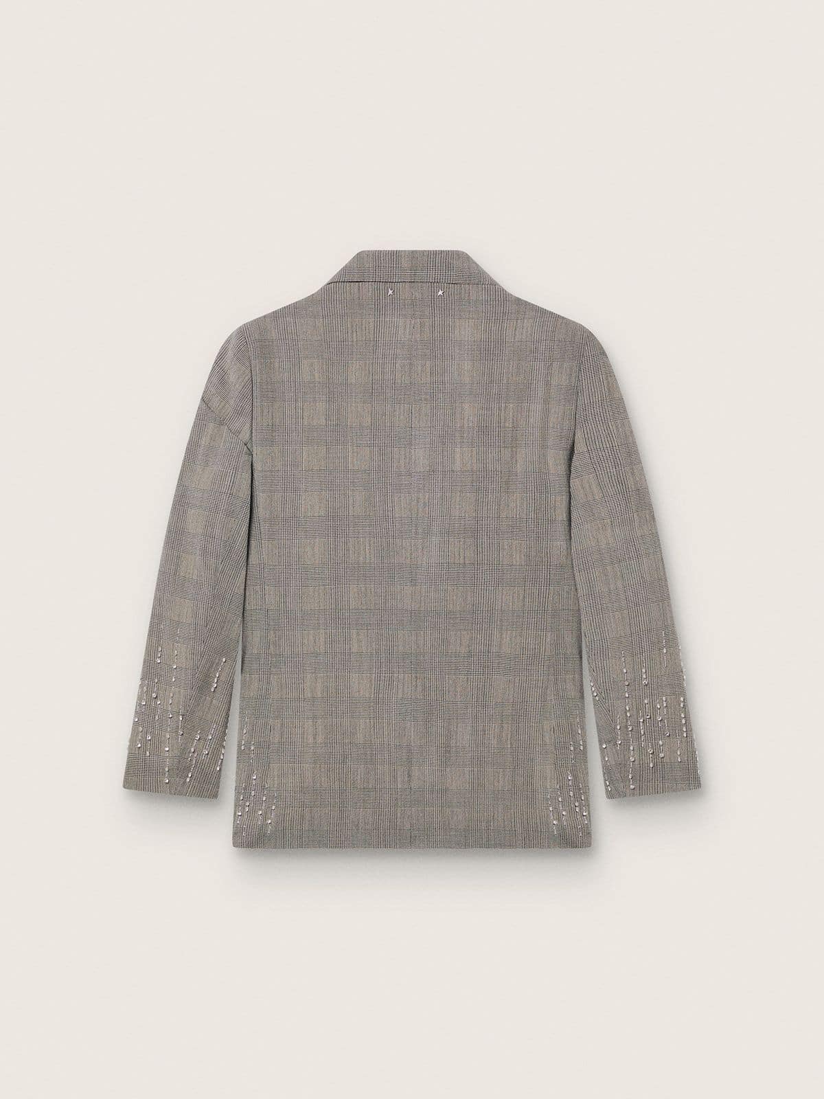 Women's jacket in gray Prince of Wales check with crystal embroidery - Golden Goose Women
