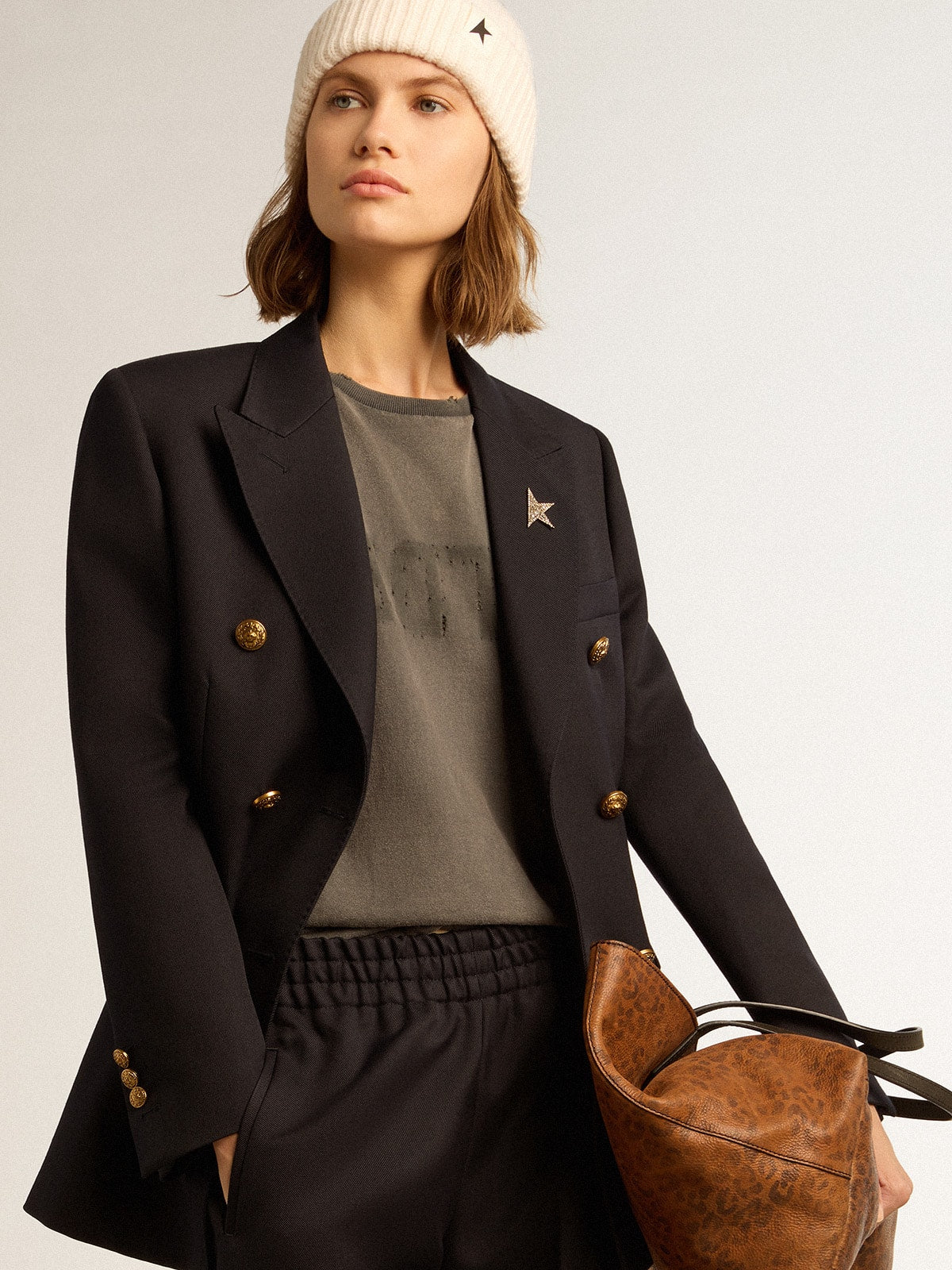 Women's double-breasted blue blazer | Golden Goose - Golden Goose Women