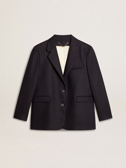 Women's midnight blue wool single-breasted blazer - Golden Goose Women