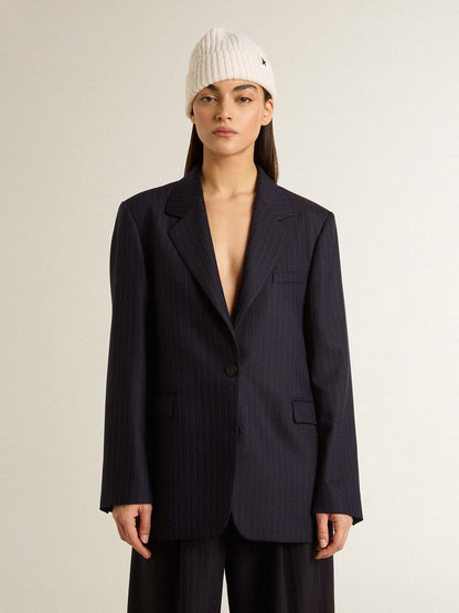 Women's midnight blue wool single-breasted blazer - Golden Goose Women