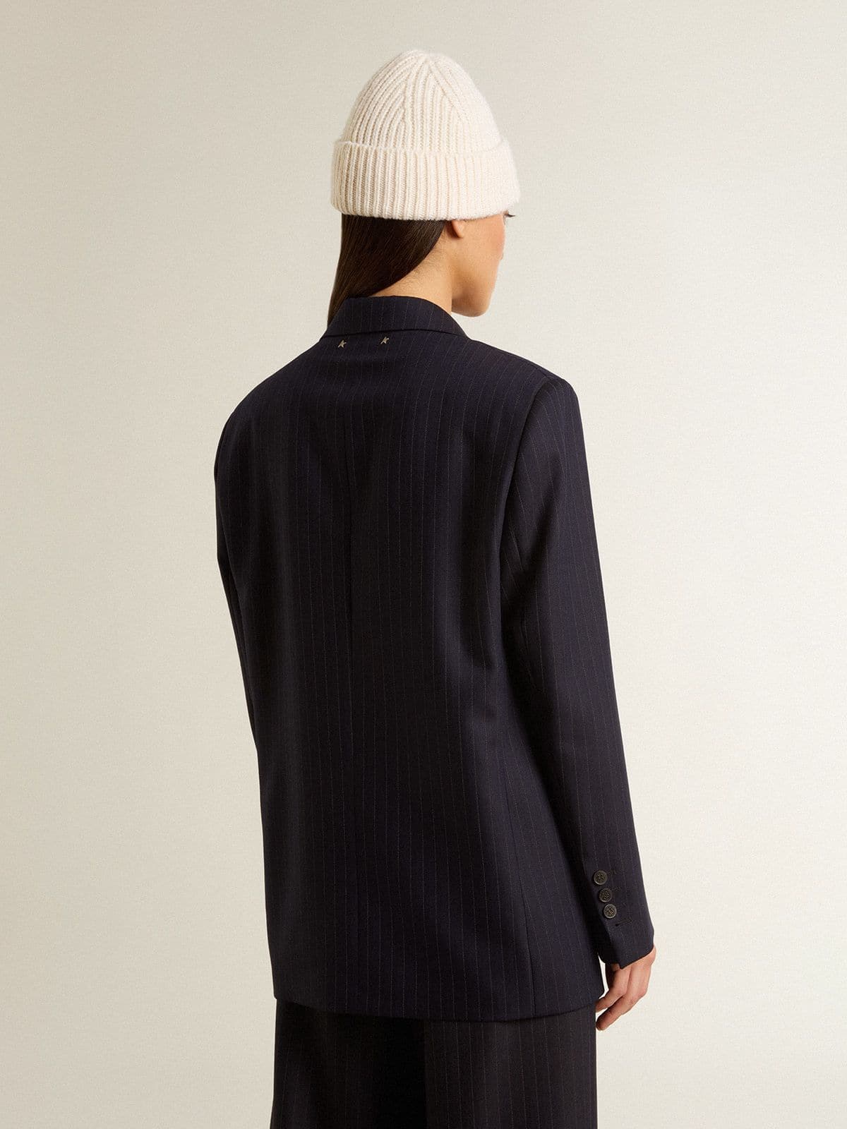 Women's midnight blue wool single-breasted blazer - Golden Goose Women