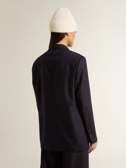 Women's midnight blue wool single-breasted blazer - Golden Goose Women