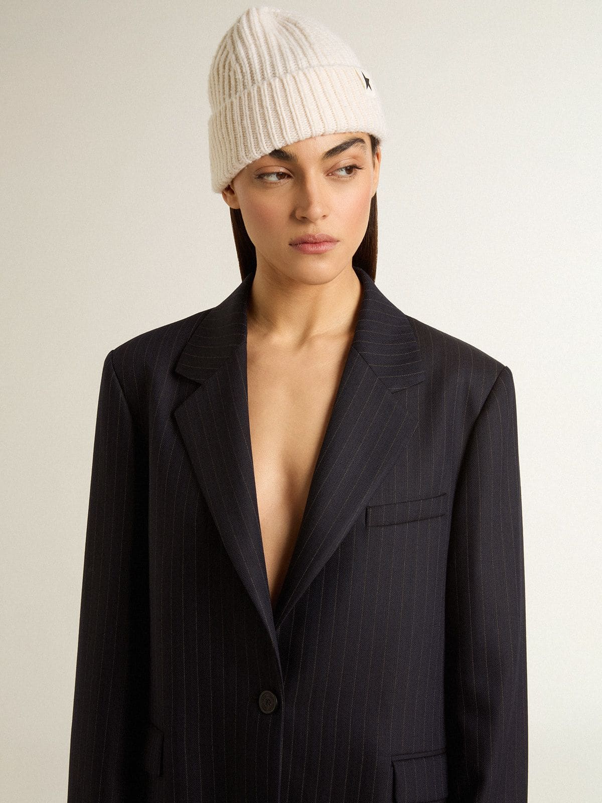 Women's midnight blue wool single-breasted blazer - Golden Goose Women