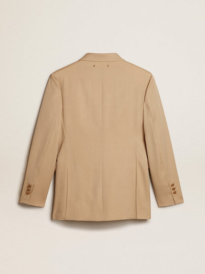 Women’s double-breasted blazer in sand with gold heraldic buttons - Golden Goose Women