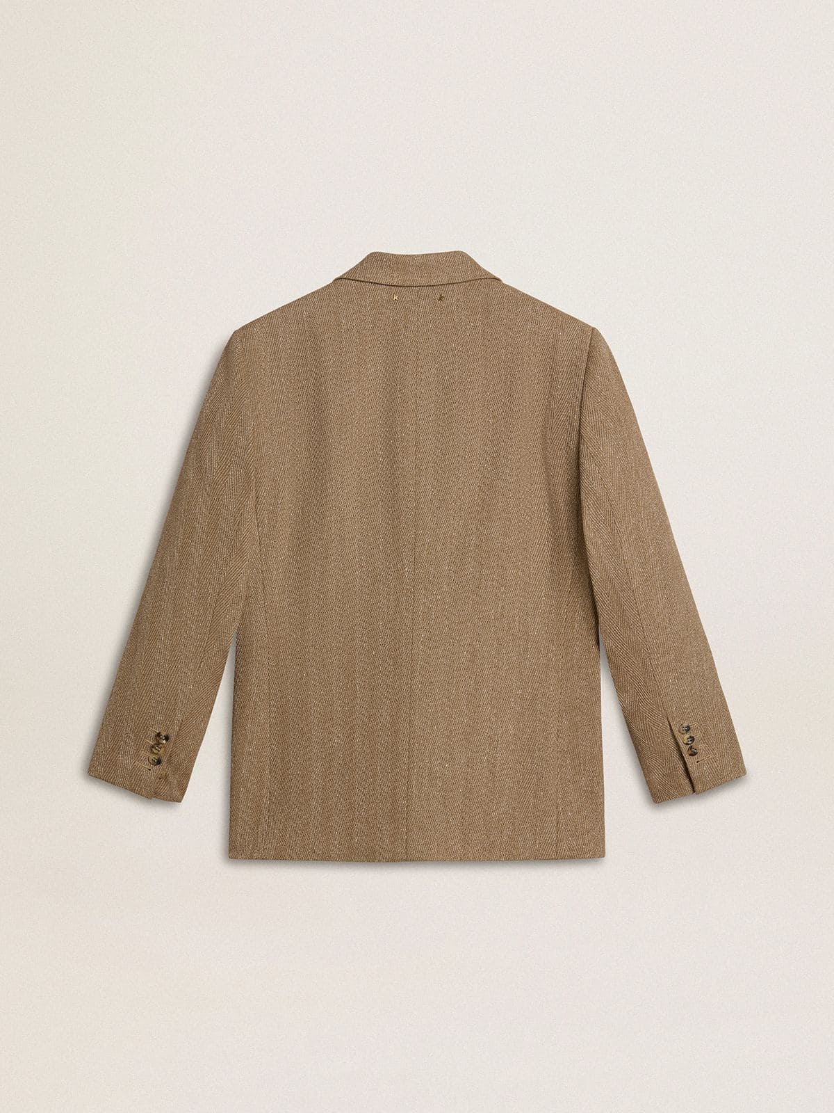 Women's single-breasted blazer in sand-colored herringbone - Golden Goose Women