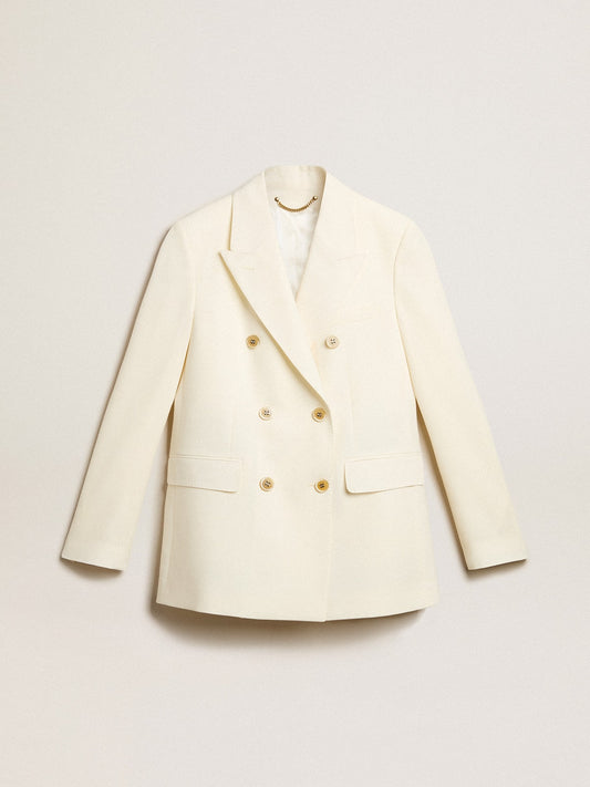 Women’s aged white double-breasted blazer - Golden Goose Women