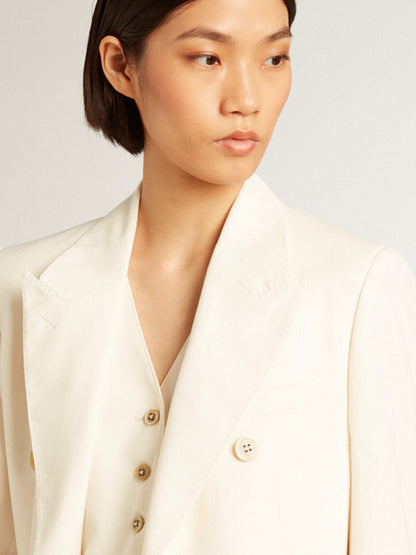Women’s aged white double-breasted blazer - Golden Goose Women
