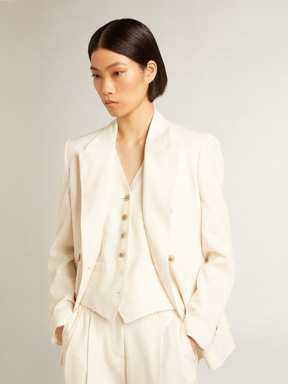 Women’s aged white double-breasted blazer - Golden Goose Women