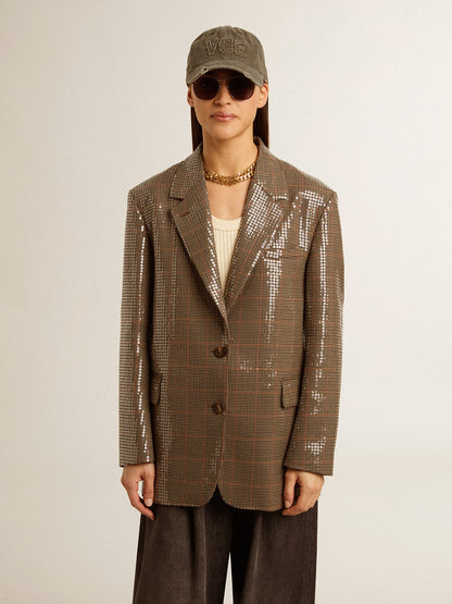 Women's houndstooth jacket with all-over sequin embroidery - Golden Goose Women