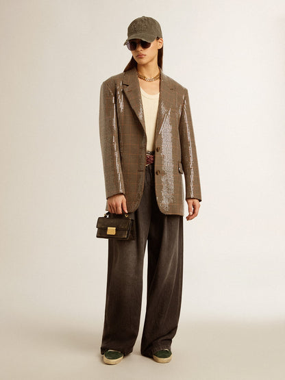 Women's houndstooth jacket with all-over sequin embroidery - Golden Goose Women
