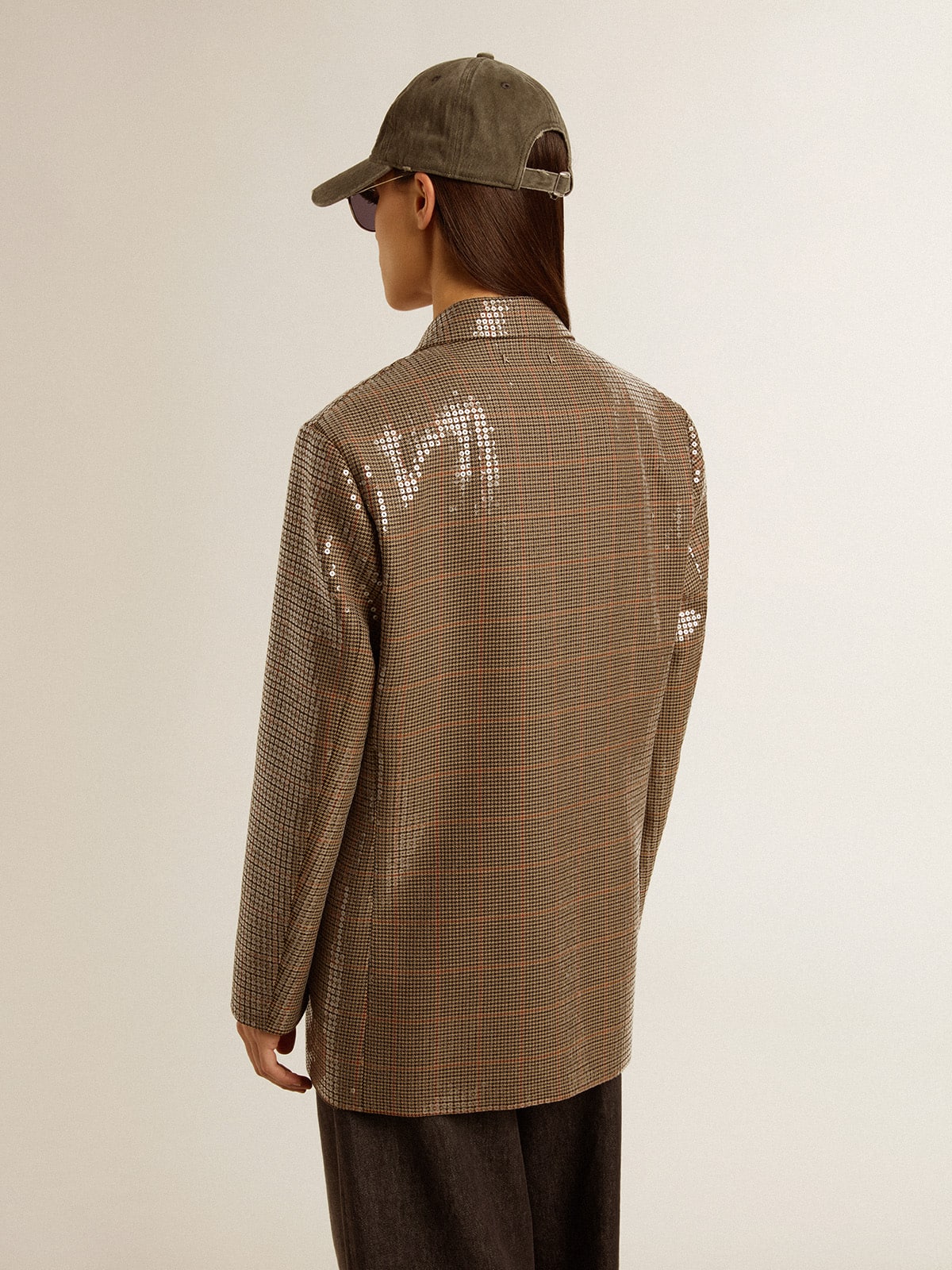 Women's houndstooth jacket with all-over sequin embroidery - Golden Goose Women