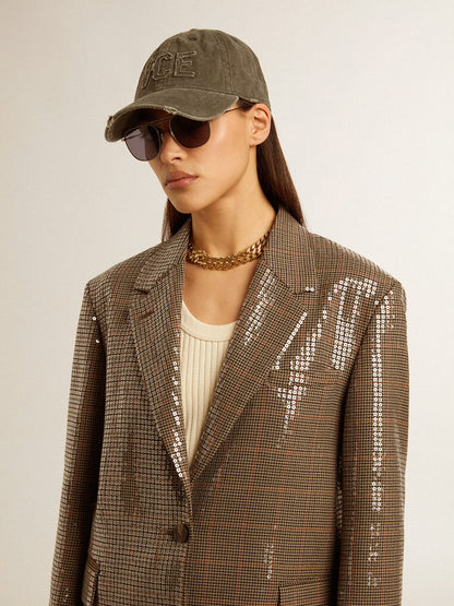 Women's houndstooth jacket with all-over sequin embroidery - Golden Goose Women