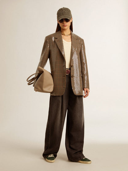 Women's houndstooth jacket with all-over sequin embroidery - Golden Goose Women