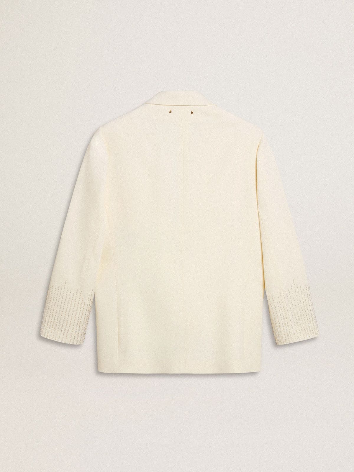 Single-breasted oversize jacket in white with silk effect and embroidery - Golden Goose Women