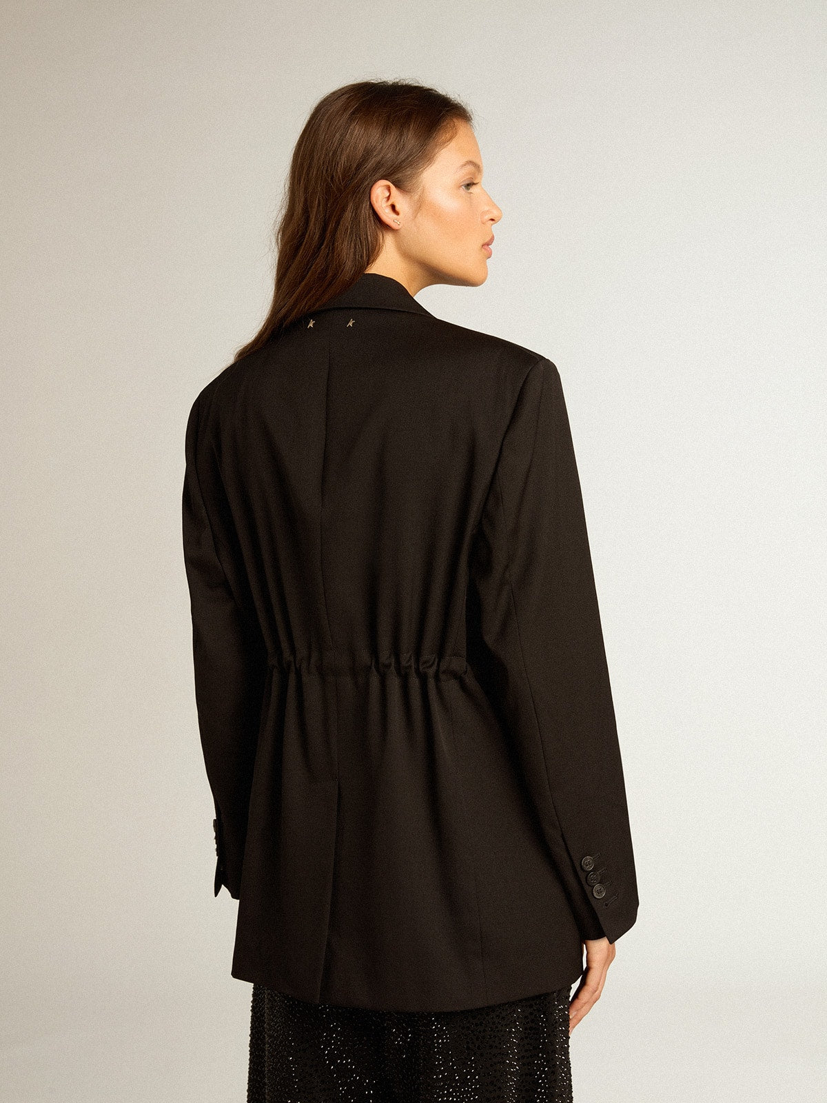 Women’s tuxedo jacket in black wool gabardine - Golden Goose Women