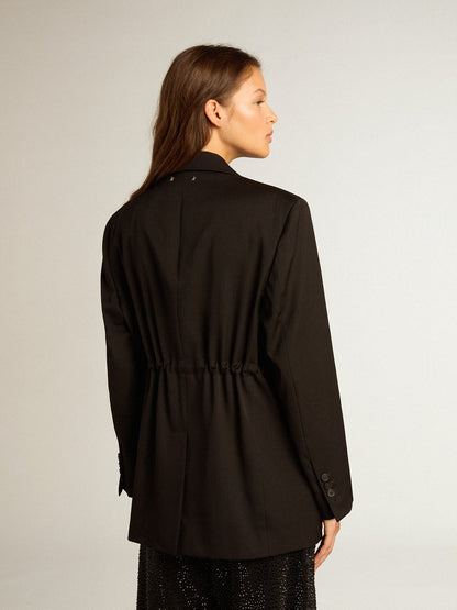 Women’s tuxedo jacket in black wool gabardine - Golden Goose Women
