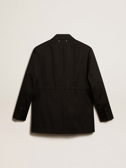 Women’s tuxedo jacket in black wool gabardine - Golden Goose Women