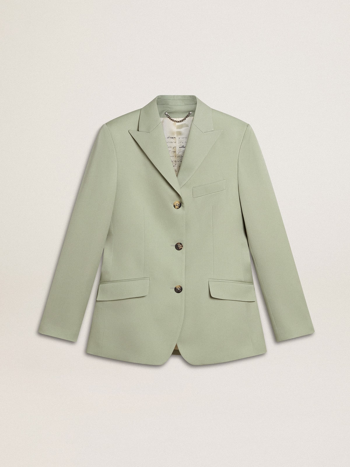 Women's blazer jacket in sage-green wool - Golden Goose Women