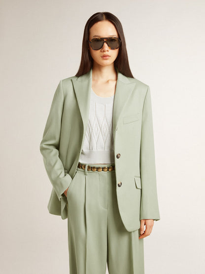 Women's blazer jacket in sage-green wool - Golden Goose Women