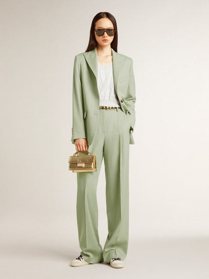 Women's blazer jacket in sage-green wool - Golden Goose Women
