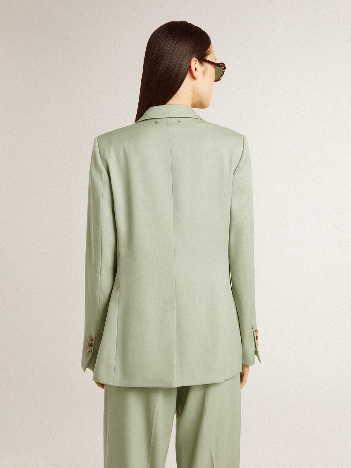 Women's blazer jacket in sage-green wool - Golden Goose Women