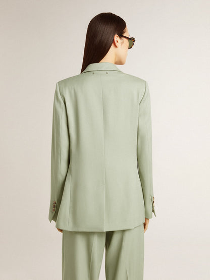 Women's blazer jacket in sage-green wool - Golden Goose Women