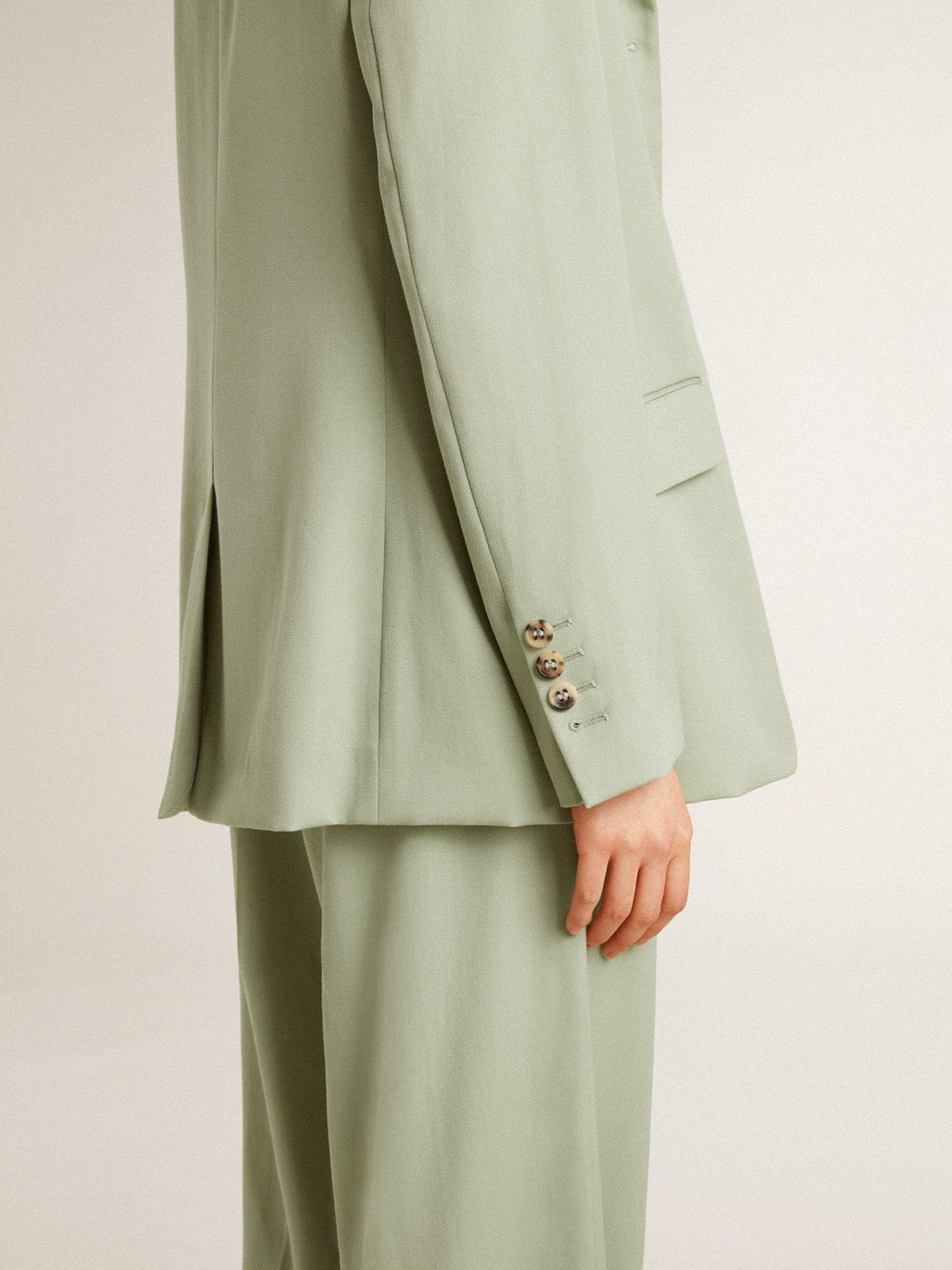Women's blazer jacket in sage-green wool - Golden Goose Women