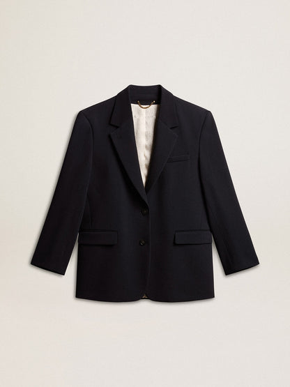 Women’s dark blue wool-blend blazer jacket - Golden Goose Women