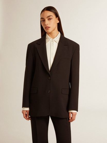 Women’s dark blue wool-blend blazer jacket - Golden Goose Women