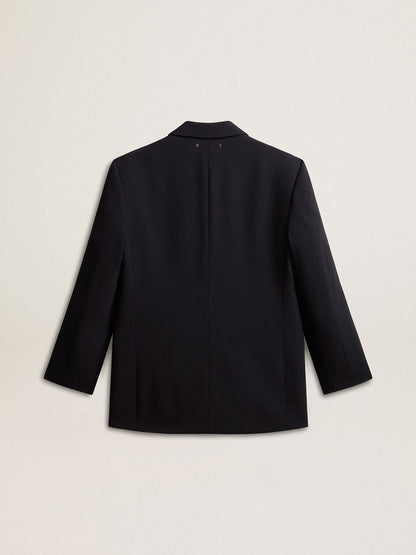 Women’s dark blue wool-blend blazer jacket - Golden Goose Women