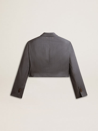Women's single-breasted cropped jacket in baby blue wool - Golden Goose Women