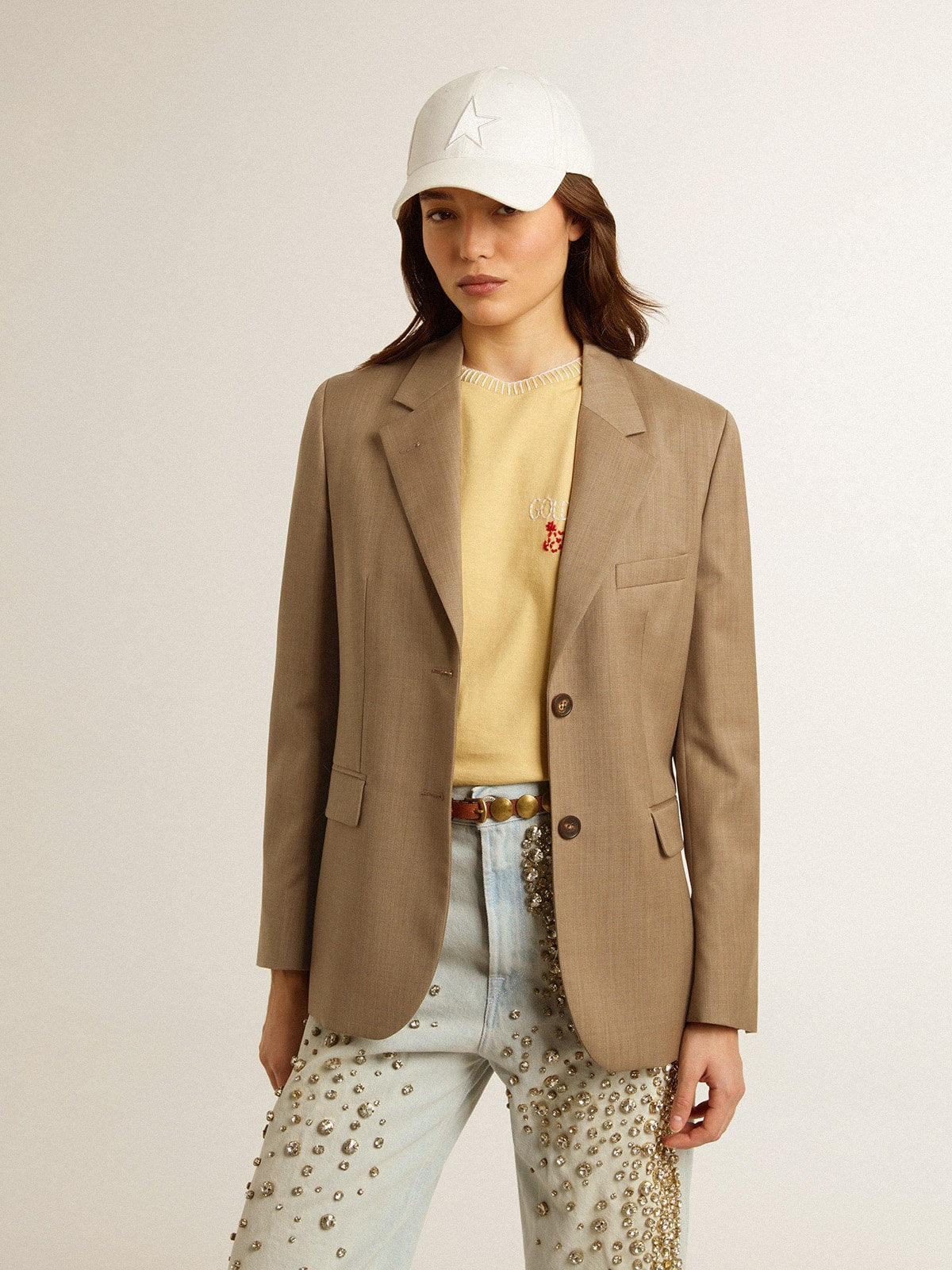 Women's dove-gray double-breasted blazer - Golden Goose Women