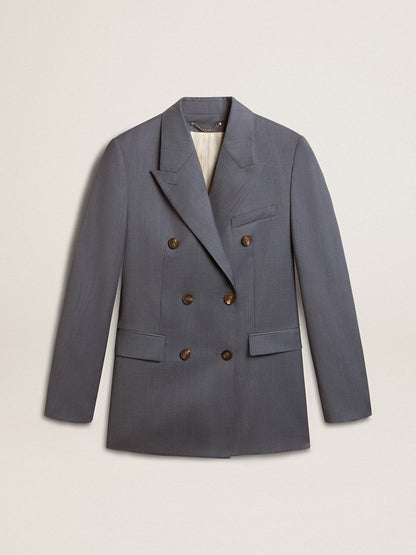 Women's double-breasted blazer in baby blue - Golden Goose Women